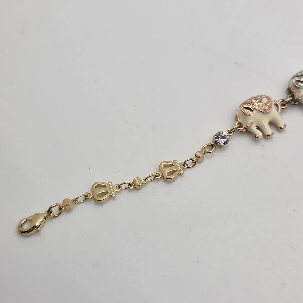 Charming Elephant Bracelet in Gold and Cream - Picture 5 of 8